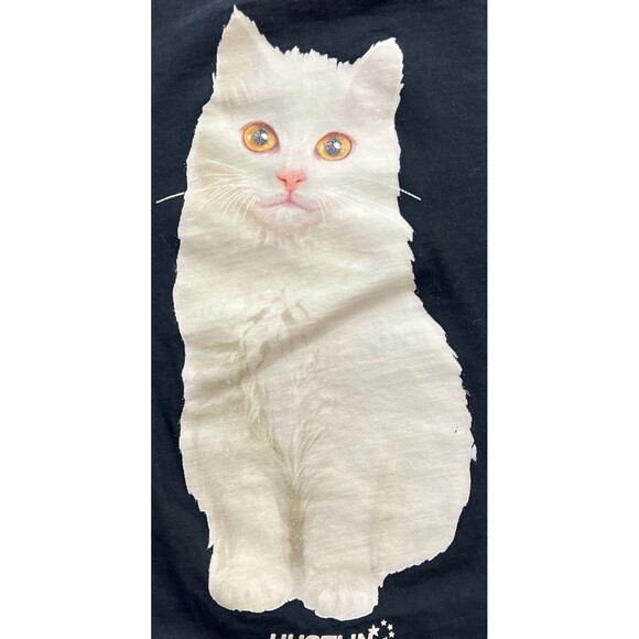 Hustlin Y2K Graphic Shirt Maine Coon Cat Size Small Black Retro Style Banger - Picture 2 of 8